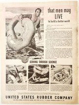 1944 US Rubber Company Water Rescue Advertisement WW2 Era Serving Scienc... - $29.99