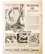 1944 US Rubber Company Water Rescue Advertisement WW2 Era Serving Scienc... - $554.45 MXN