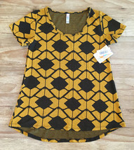 Lu La Roe Classic T Knit Tee Shirt Jacquard Mustard Yellow Gold Aztec New Size Xs - £17.22 GBP