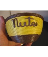 Vintage String Art Glass Snack Bowl Nuts Yellow Brown MCM Kitschy 2 1/2&quot;... - $280.89 MXN