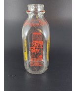 1950&#39;s Gustafson Bros Dairy Glass 1 Quart Milk Bottle Red Graphics Lady ... - $54.25 CAD