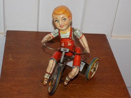 Vintage 1930’s Unique Art Kiddy Cyclist Tin Wind Up Toy - $198.00