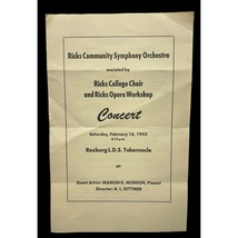 1952 Ricks College Choir Program Symphony Orchestra LDS Tabernacle BYU I... - £22.49 GBP