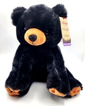 Vintage 16&quot; The Bear Factory Plush Black Bear (Eco) Secret Zipper Pouch Tag 2001 - £16.01 GBP