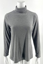 J Jill Luxe Supima Shirttail Turtleneck Top Small Gray Solid Long Sleeve Womens - $23.76