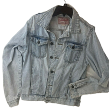 Brooklyn Cloth Small Mens Blue Jean Jacket Distressed Destroyed Light Wash - £13.98 GBP