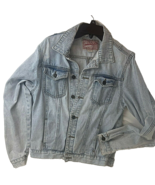 Brooklyn Cloth Small Mens Blue Jean Jacket Distressed Destroyed Light Wash - £13.70 GBP