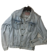 Brooklyn Cloth Small Mens Blue Jean Jacket Distressed Destroyed Light Wash - $267.25 MXN