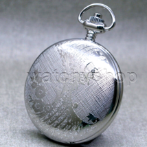 Pocket Watch Silver Color Brass Case 47 mm for Men Roman Numbers Fob Chain P252 - £18.49 GBP