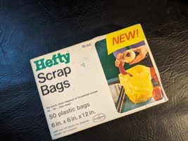 Vintage 1970&#39;s Hefty Plastic Scrap Bags 50 Total Plastic Bags Yellow Mob... - £33.94 GBP