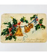 Antique 1907 Embossed Christmas Tuck Postcard Holly Jingle Bells Posted ... - €4,08 EUR