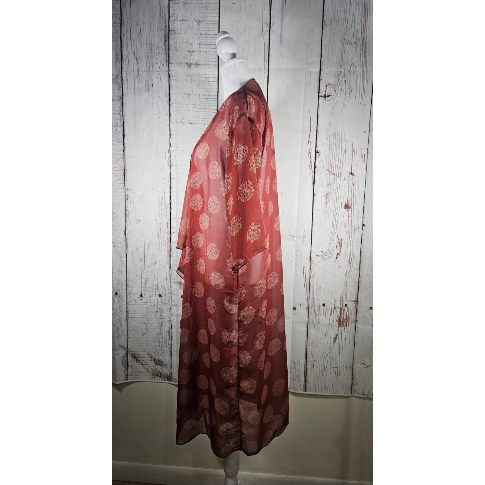 LuLaRoe Women's Lightweight Cardigan Size Medium Brick Red and White Item image 4