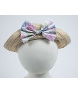 GIRLS 12M 18M 24M   EASTER BONNET WIDE BRIM SUMMER HAT STRAW FLORAL RIBB... - $7.91