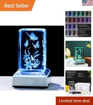 Elegant 3D Laser-Engraved Butterfly and Lily Lamp - Perfect for Home Décor - $42.00