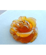 Hotcakes Design Carved Faux Amber Resin Rose Flower Pin NOS - $2,368.73 MXN