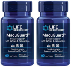 Macuguard Ocular Support Saffron Astaxanthin 120 Gels 2 Bottles Life Extension - £50.56 GBP