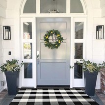 Mubin Cotton Buffalo Plaid Rug 27.5&quot; X 43&quot; Black And White Check Rugs, Entryway. - £31.96 GBP