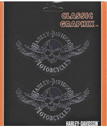 HARLEY DAVIDSON MOTORCYCLES SKULL AND WINGS SET STICKER DECAL - £19.61 GBP