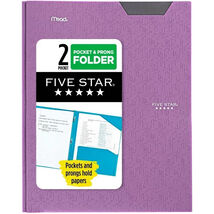 Five Star 2 Pocket Folders Purple Plastic Stay-Put Fasteners 4 Pack - $431.39 MXN