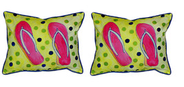 Pair of Betsy Drake Flip Flops Large Pillows 16 Inch x 20 Inch - £71.05 GBP