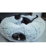 Plush Indoor Cat Warm Tunnel Bed with Central Mat, Collapsible, Gray and... - €44,96 EUR