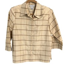 Linea By Louis DellOlio Medium Window Plaid Silk Button-Up Shirt Beige &amp;... - £29.58 GBP