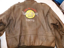 Vintage Hard Rock Cafe Tokyo Brown Leather Bomber Jacket Men&#39;s Size M Me... - £309.60 GBP