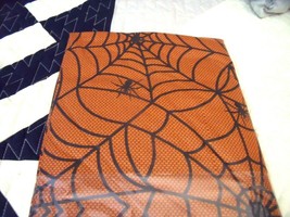 New Halloween Spider &amp; Web Tablecloth 52&quot; X 70&quot; Orange &amp; Black Fall Decor - £15.78 GBP