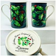 Dunoon Caroline Bessey Stoneware Coffee Mug Christmas Flowers Holly Cup ... - $19.80