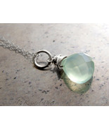 Chalcedony pendant necklace - aqua blue mint chalcedony sterling silver - £17.56 GBP