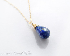 Genuine Lapis Necklace - natural lapis lazuli blue 14k gold-filled or sterling  - $32.00