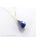 Genuine Lapis Necklace - natural lapis lazuli blue 14k gold-filled or st... - £25.54 GBP
