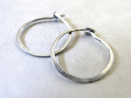 Sterling Hoops - tiny silver hoop earrings, simple classic minimalist ba... - $15.00