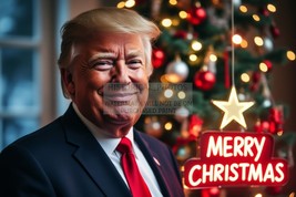 President Donald Trump Merry Christmas Festive 4X6 Photo Postcard - £7.05 GBP