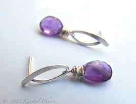 Amethyst Earrings - Eco-Friendly post earring natural amethyst February gift - $43.00