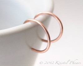 Tiny Copper Hoops - reverse hoop earrings 1/2" 12mm 10mm 18ga 19ga 20ga unisex - $8.00
