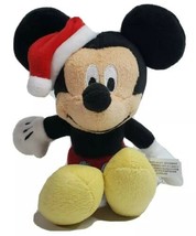 Disney Baby Mickey Mouse Rattle Stuffed Animal Toy Santa Hat 8” Stocking Stuffer - £14.54 GBP