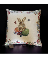 Caldeira  Easter Bunny Tapestry Throw Pillow Cushion Rabbit Eggs Down Fill - £55.67 GBP