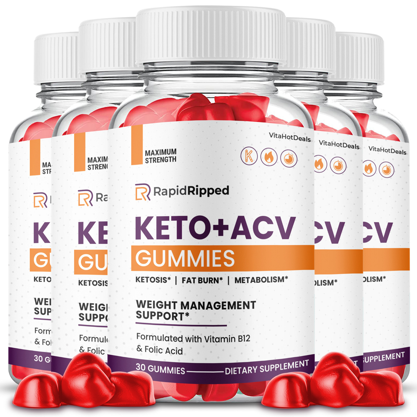 5 Pack RapidRipped Keto ACV Gummies Max Strength Official Rapid Ripped Gummy