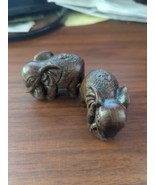 set of 2 hand caved good luck elephants wood - $261.90 MXN