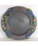 Vintage PEWTER PLATE TRAY VINEYARD ELEGANCE Grapes Round Platter Painted... - €22,33 EUR