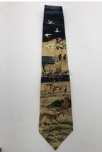 80&#39;s Endangered Species Africa Lion Antelope Zebra Silk Tie USA - £9.46 GBP