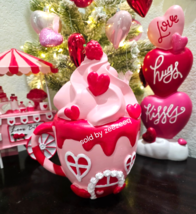 Valentines Gingerbread House Pink Red Whipped Cream House Cup Mug 9.5" New - $36.62