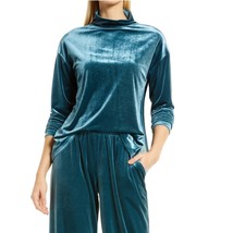 NORDSTROM Velour Mock Neck Top, Luxurious Party Holiday Top, Teal, Mediu... - $64.52