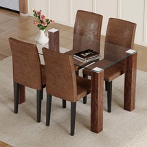 Glass Dining Table &amp; 4 Chairs Set - Modern &amp; Simple - $617.99