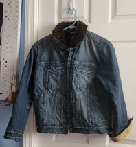 NWT GAP Boy&#39;s Fur Lined Collar Jean Jacket Size XXL (14-16) - £62.84 GBP