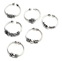 Fake Nose Ring 925 Sterling Silver Hoop Bali Ethic Clip On Ring  - Choice of 6 - £3.92 GBP