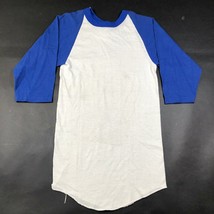Vintage Russell Athletic Boys Youth M White Blue T Shirt 3/4 Sleeve Made in USA - £11.03 GBP