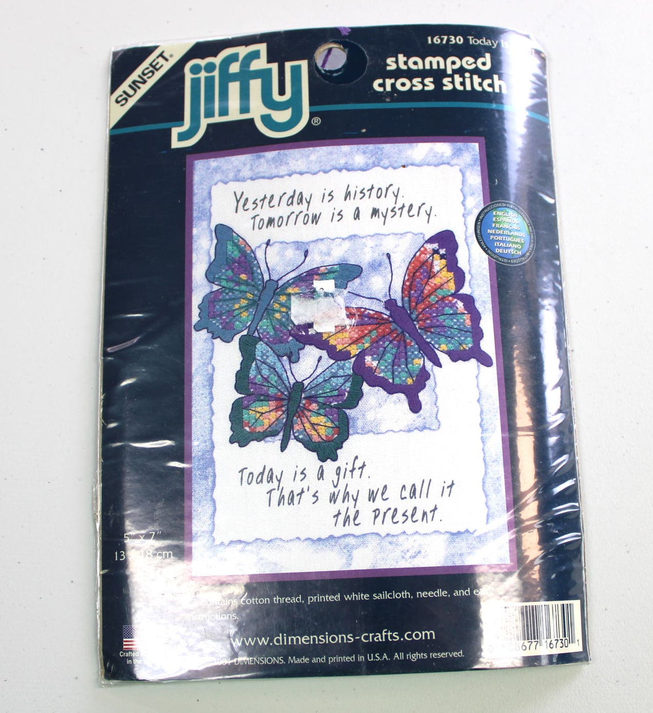 NEW Jiffy Stamped Cross Stitch Today Is A Gift Butterflies Multi Color #16730  - $14.49
