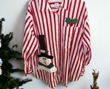 A New Day Striped Long Sleeve Button-Down Shirt Sz XXL Christmas Snowman... - £23.35 GBP
